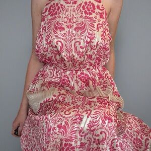 Savanna Jane Strapless Pink and Cream Dress